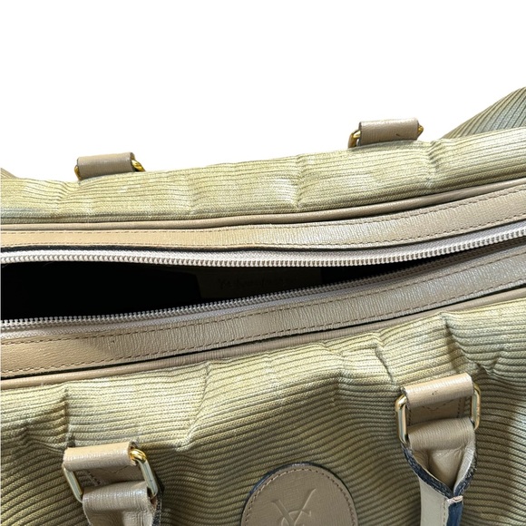 YSL Leather and Fabric Duffel Bag! Vintage Green/Taupe - Picture 2 of 16